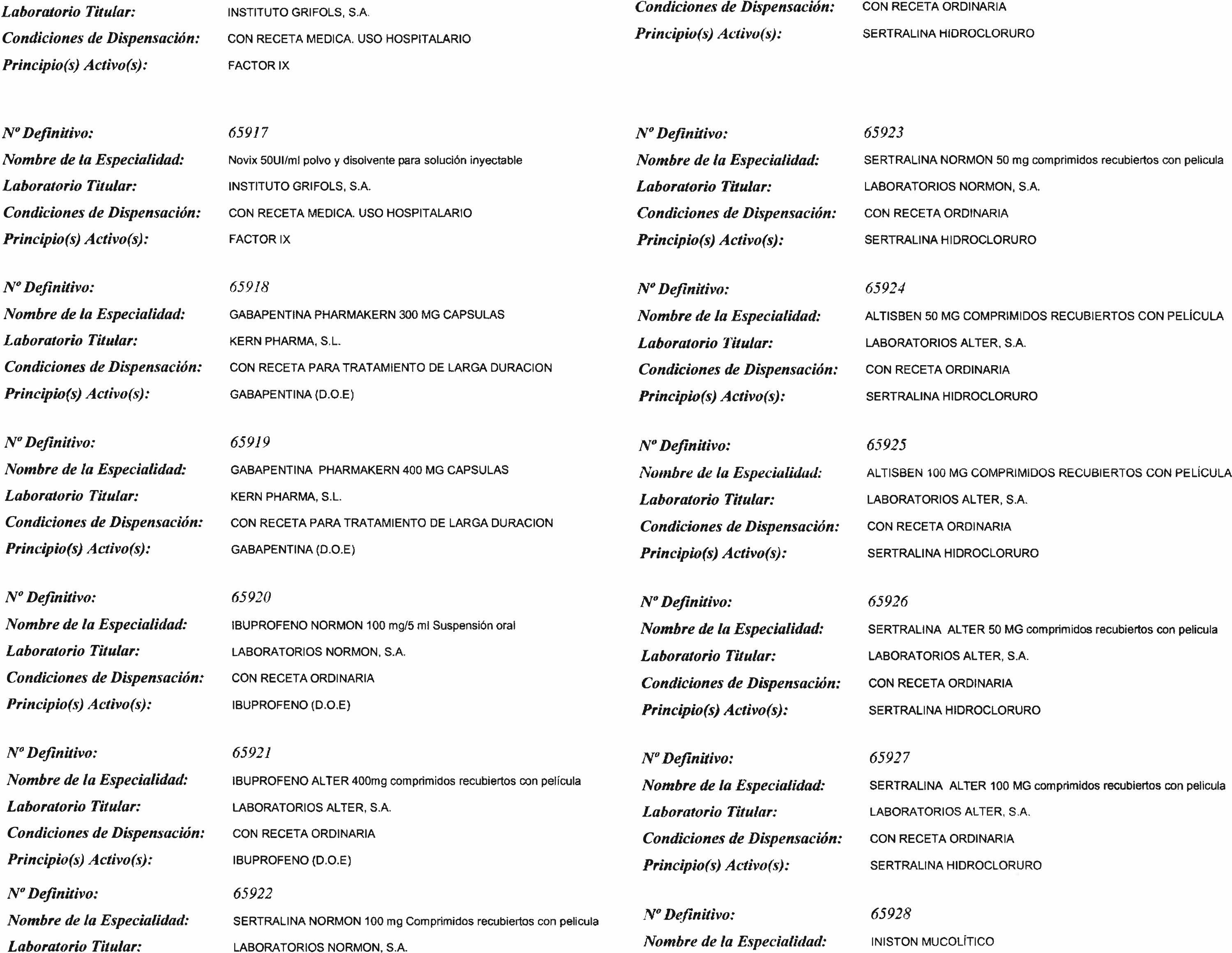 orden sertraline