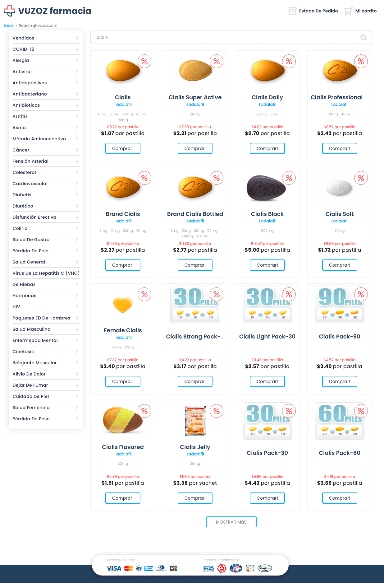 Tadalafil genérico precio en farmacia