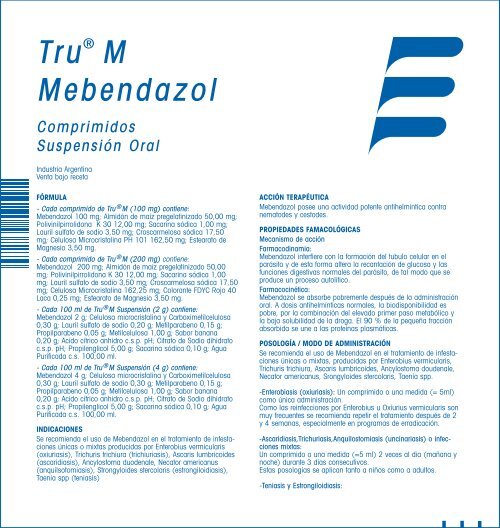 Precio de mebendazol suspension