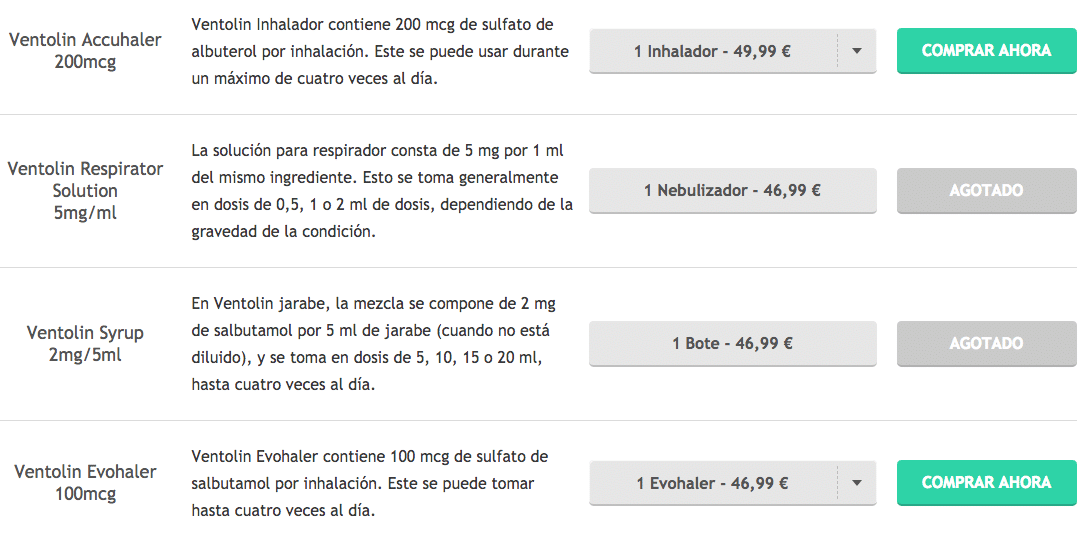 Comprar salbutamol sin receta