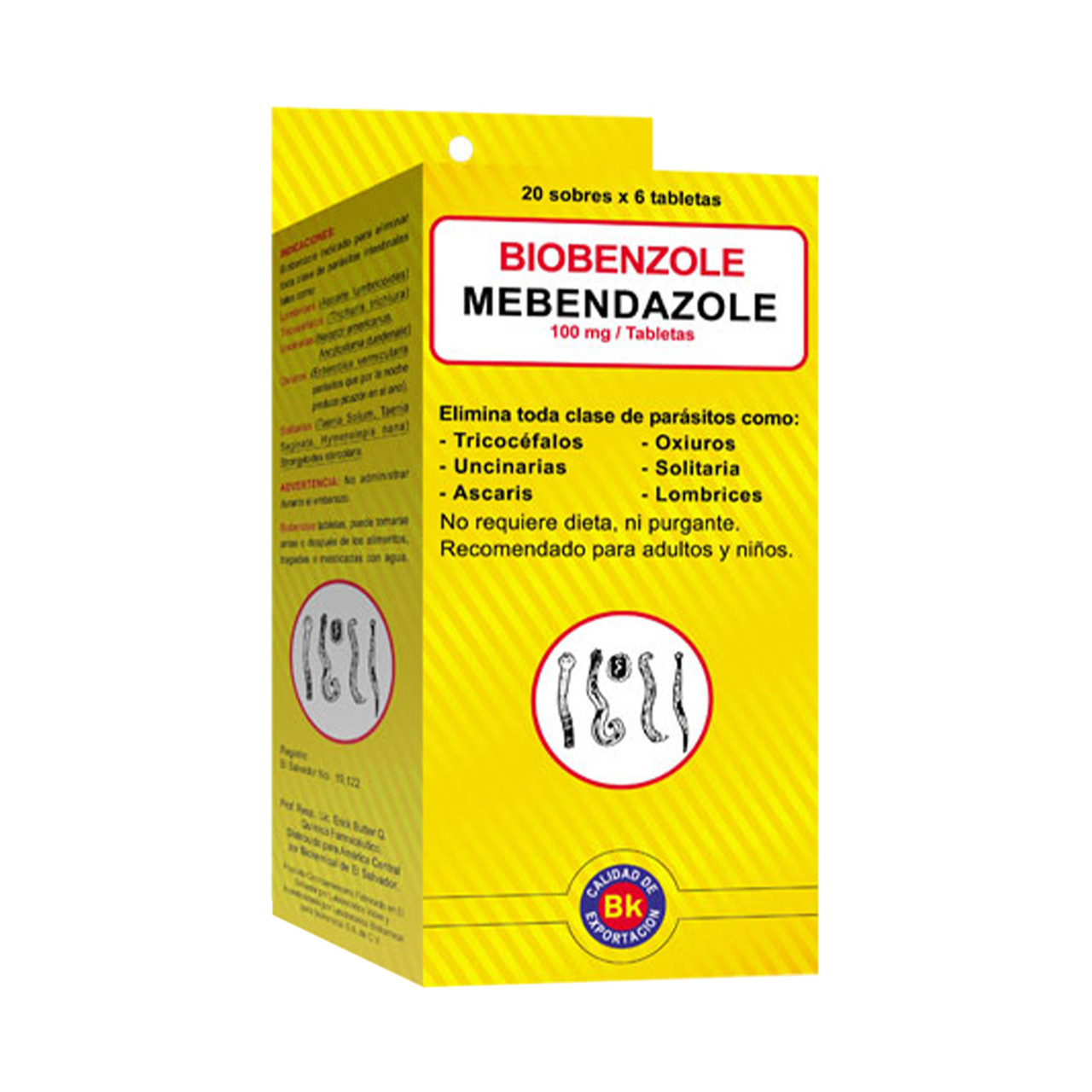 Mebendazole de 100 mg