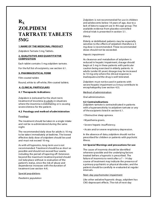 Zolpidem 5 mg en espanol